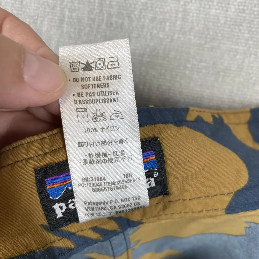 Patagonia Board Shorts Mens 35 Blue Brown Floral Print Drawstring Surf Quick Dry